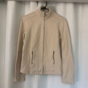 Tommy Bahama full zip sweater cream medium zip pockets fitted cotton